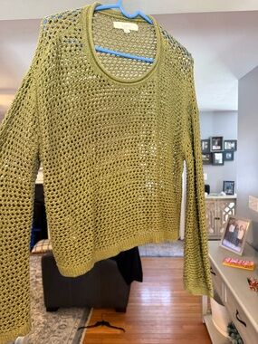 LOFT Olive Open-Knit Sweater